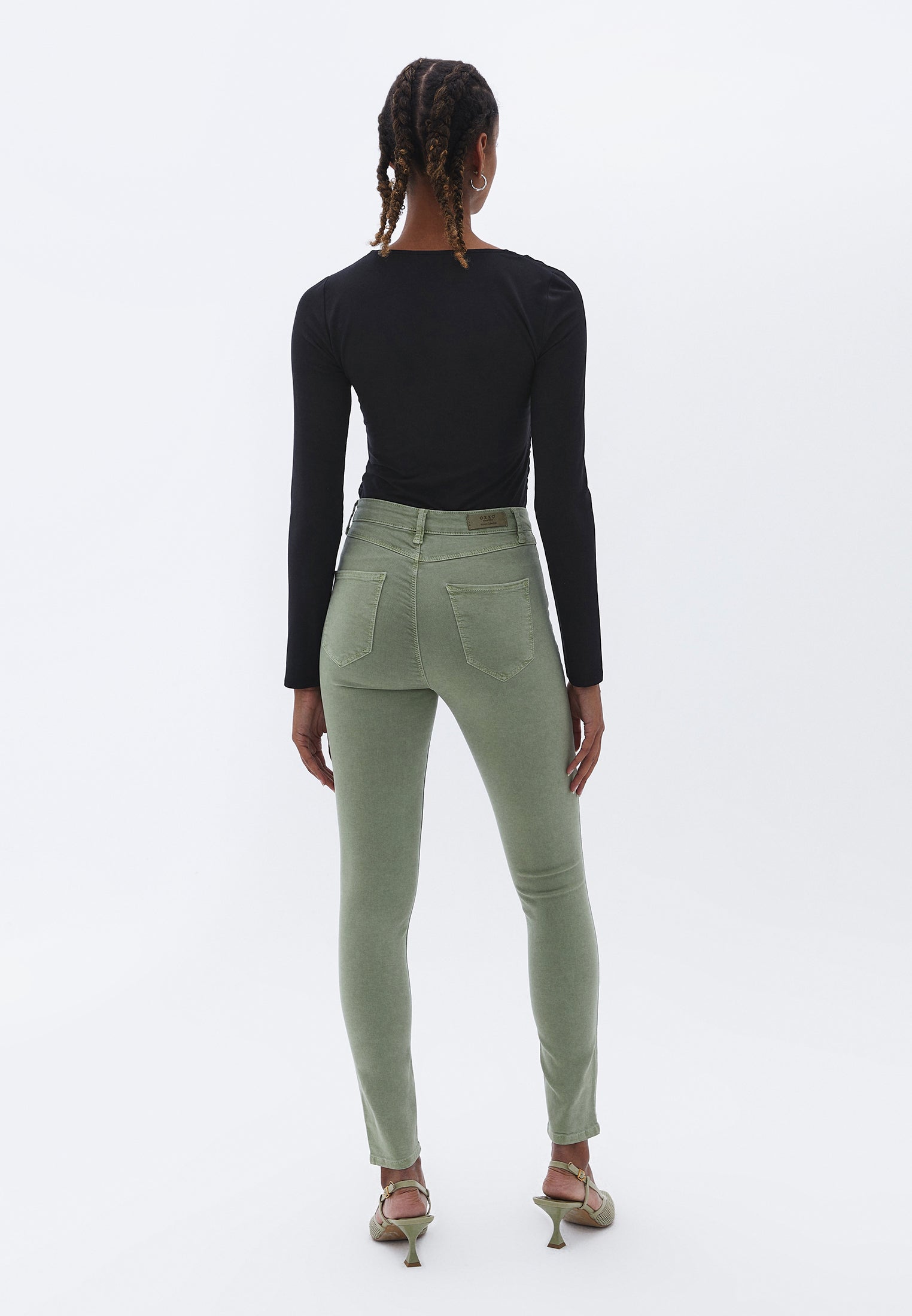 High Rise Skinny Fit Pants - ANTIK OIL GREEN