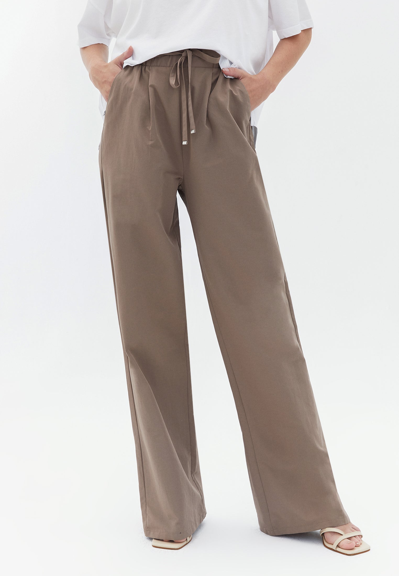 High Rise Wide Leg Pants - MOUNTAIN TRAIL
