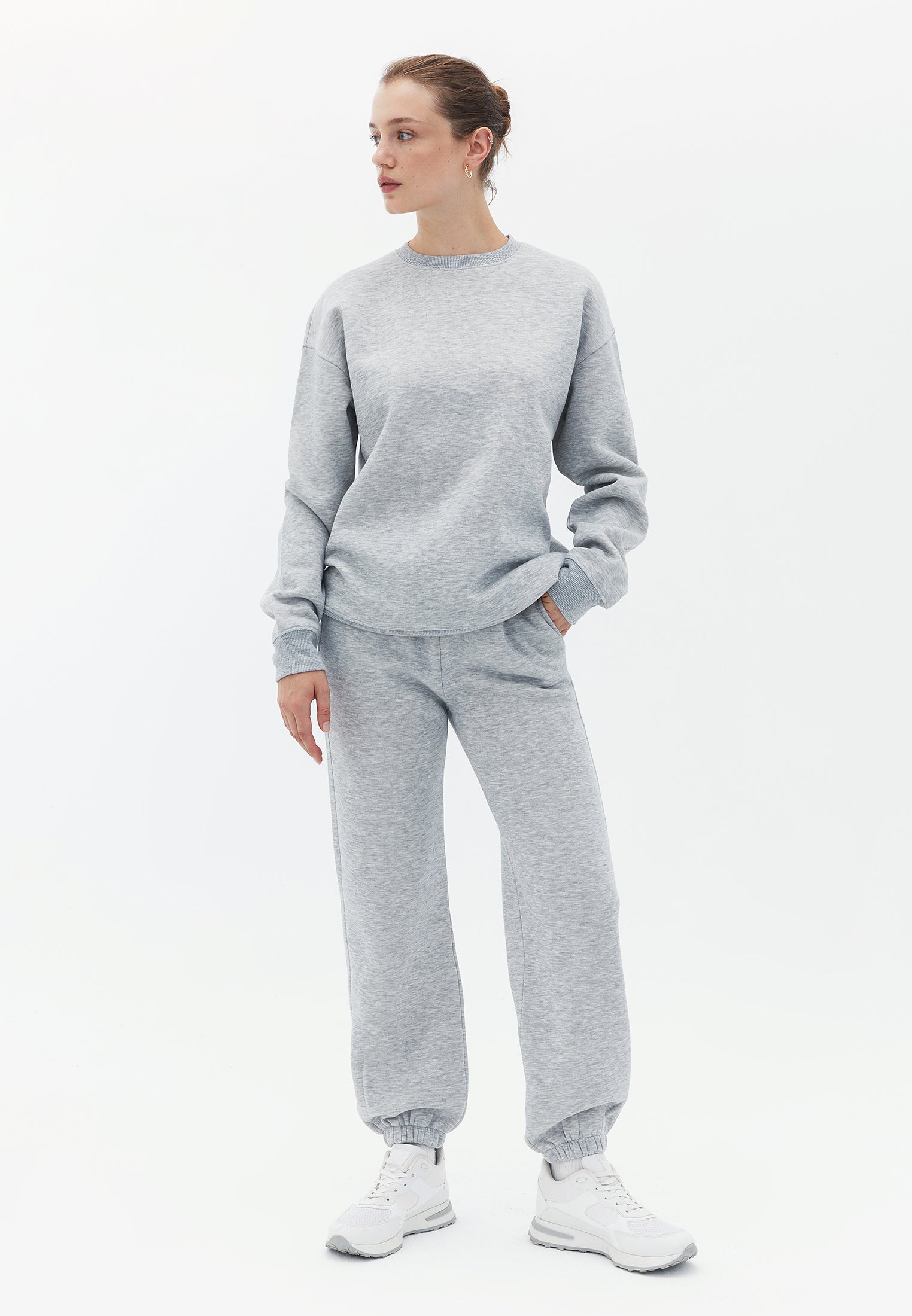 Soft Touch Oversize Sweatshirt - GREY MELANGE