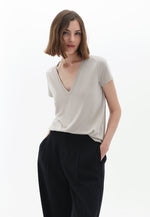 Soft Touch V-neck Tshirt - FEATHER GRAY