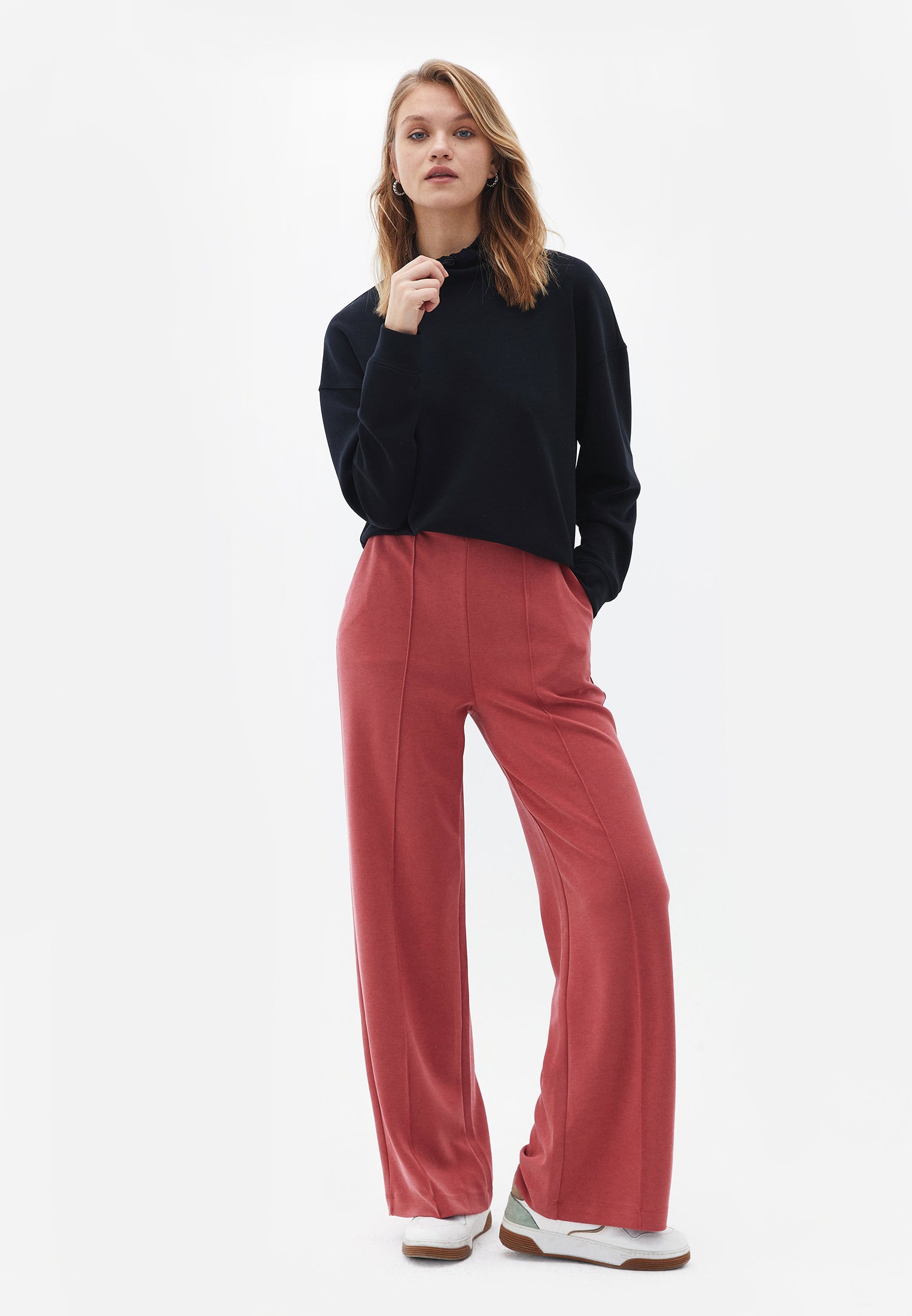 Soft Touch Wide Leg Pants - CARDINAL